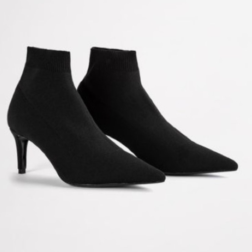 Tony Bianco Black Satin Sock Ankle Bootie Size 6
